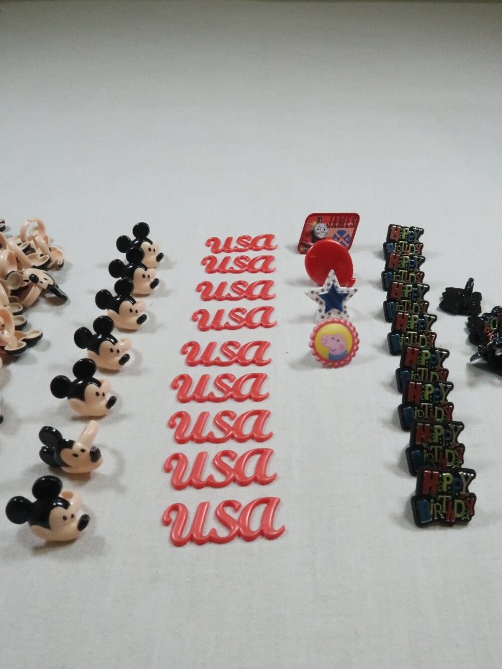 Vintage Assorted Cupcake Rings Cake Toppers Lot Mickey Mouse Happy Birthday USA